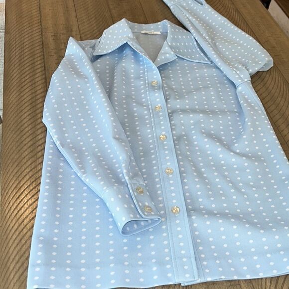 Groovy 70s 200% Poly Tunic Length Shirt Iridescent Buttons. Brady Bunch Vibe - Picture 8 of 16